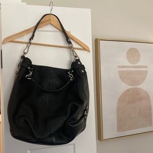 Black leather coach shoulder bag